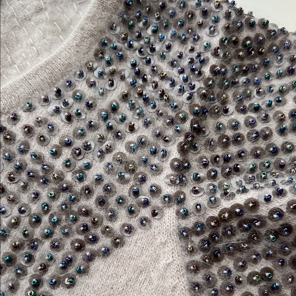 French Connection Light Gray Sequin and Beaded Angora sleeveless sweater - Picture 2 of 8